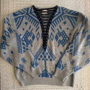 Furst of Kind Vintage Lace Up Sweater